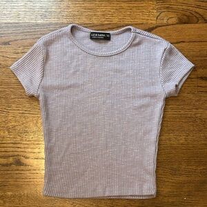 Women’s purple ribbed shirt